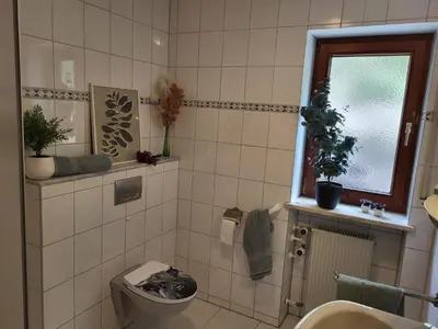 Ein Badezimmer in der Unterkunft Idyllisches Ferienhaus mit Ausblick