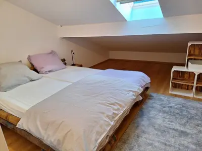 Ein Bett oder Betten in einem Zimmer der Unterkunft Ferien-Loft Resi II - Infrarotsauna
