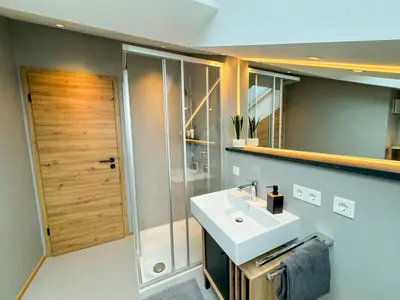 Ein Badezimmer in der Unterkunft Ferienwohnung Eggstätt