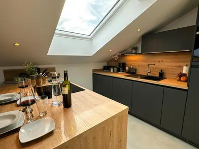 Küche/Küchenzeile in der Unterkunft Ferienwohnung Eggstätt