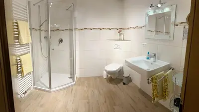 Ein Badezimmer in der Unterkunft Widernhof