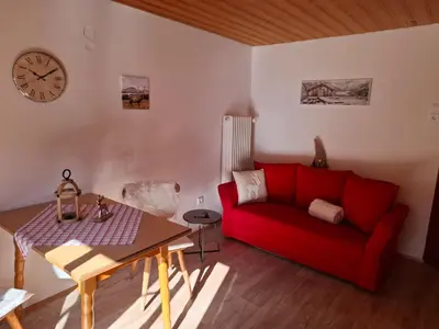 Ein Sitzbereich in der Unterkunft Ferienwohnungen „Zum Bauern“