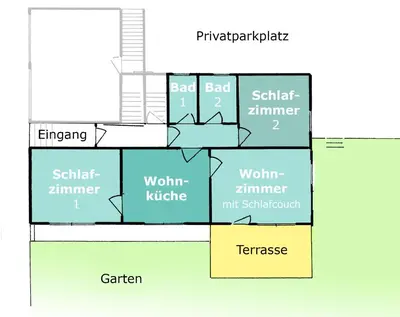 Grundriss der Unterkunft Ferienwohnung Gartenblick