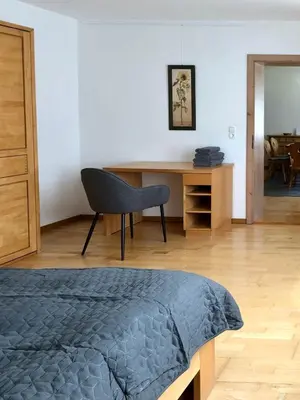 Ein Bett oder Betten in einem Zimmer der Unterkunft Ferienwohnung Gartenblick