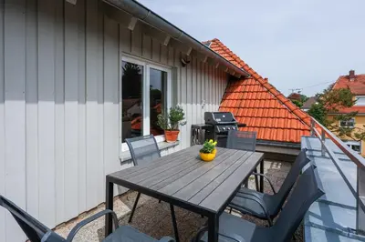 Ein Balkon oder eine Terrasse in der Unterkunft DreamStay Augsburg Traum Penthouse Göggingen
