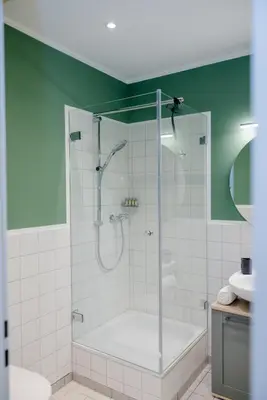 Ein Badezimmer in der Unterkunft Lumen Homes - Altstadt-Studio direkt im Zentrum, Küche, öffentlicher Parkplatz ums Eck