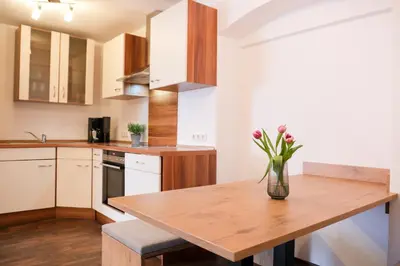 Küche/Küchenzeile in der Unterkunft Ferienwohnung beim Binder
