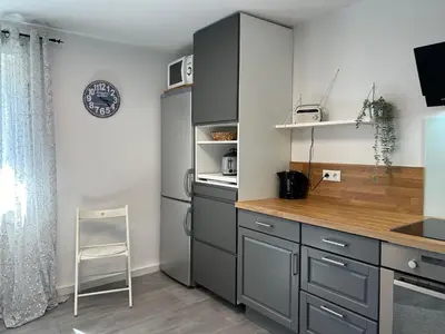 Küche/Küchenzeile in der Unterkunft Ferienwohnung Casa de Mane&Tina mit Gartenmitbenutzung