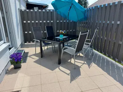 Ein Patio oder anderer Außenbereich in der Unterkunft Ferienhaus in der Schwaighofstrasse