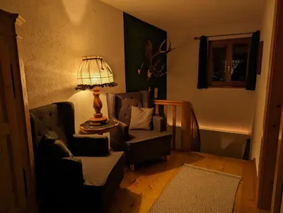 Ein Sitzbereich in der Unterkunft Der Wiesenhof