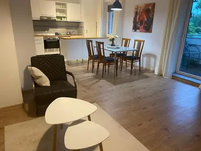 Küche/Küchenzeile in der Unterkunft Ferienwohnung Lechfeld