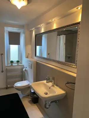 Ein Badezimmer in der Unterkunft Ferienwohnung Lechfeld