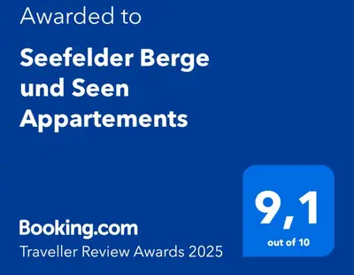 Ein Zertifikat, Auszeichnung, Logo oder anderes Dokument, das in der Unterkunft Seefelder Berge und Seen Appartements ausgestellt ist