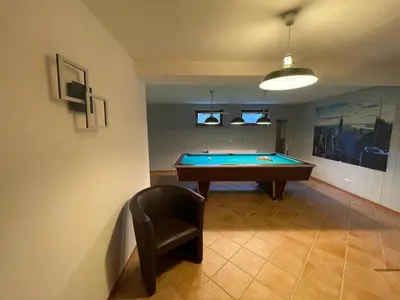 Ein Billardtisch in der Unterkunft Ferienhaus Woulli