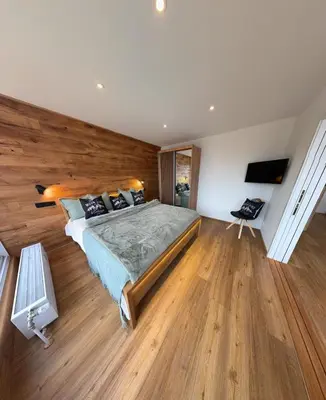 Ein Bett oder Betten in einem Zimmer der Unterkunft Dachterrasse Panorama-Glück I