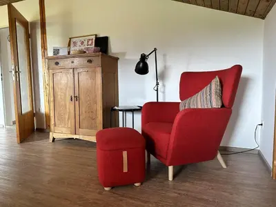 Ein Sitzbereich in der Unterkunft Ferienwohnung am Richterbichl