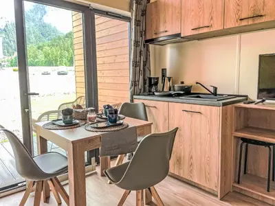 Küche/Küchenzeile in der Unterkunft Holiday Home Tiny Haus Glockenalm-Wendelsteinblick by Interhome