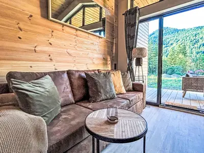 Ein Sitzbereich in der Unterkunft Holiday Home Tiny Haus Glockenalm-Wendelsteinblick by Interhome