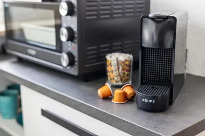 Kaffee-/Teezubehör in der Unterkunft Sonniges City-Apartment mit Südbalkon und Parklatz