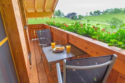 Ein Balkon oder eine Terrasse in der Unterkunft Wieserhof