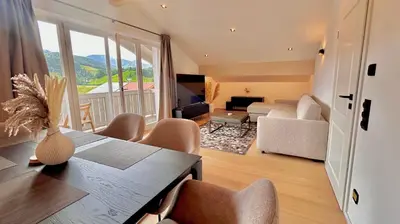 Ein Sitzbereich in der Unterkunft Ferienwohnung 