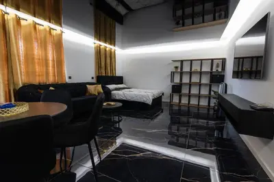 Ein Sitzbereich in der Unterkunft Optimus Apartment