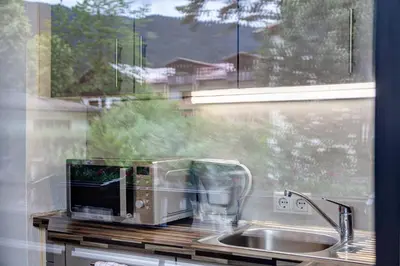 Ein allgemeiner Bergblick oder ein Berglick von der Ferienwohnung aus