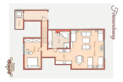 Grundriss der Unterkunft Pension Mariandl Appartement 3