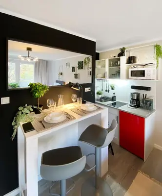 Küche/Küchenzeile in der Unterkunft Modernes City Apartment