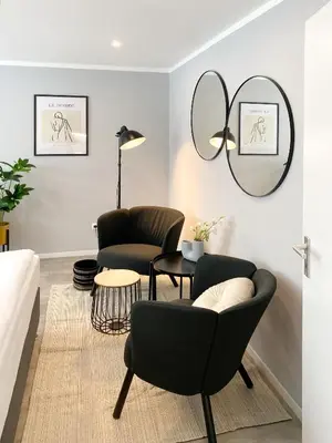 Ein Sitzbereich in der Unterkunft Modernes City Apartment