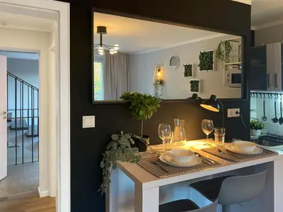 Küche/Küchenzeile in der Unterkunft Modernes City Apartment