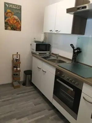 Küche/Küchenzeile in der Unterkunft Ferienwohnung Filli mit Sauna und Pool im Haus