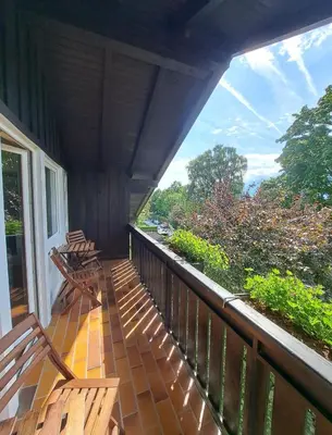 Ein Balkon oder eine Terrasse in der Unterkunft Fewo Schanzenblick und Fewo am Kaiser in der FWA Oberaudorf