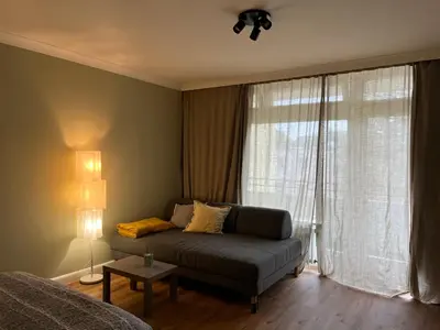 Ein Sitzbereich in der Unterkunft Leo Flat
