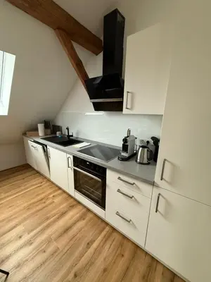 Küche/Küchenzeile in der Unterkunft ღLIBORIA I Loft am Riegsee
