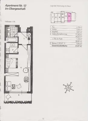Grundriss der Unterkunft Fewo 12, Apartmenthaus an der Rottach