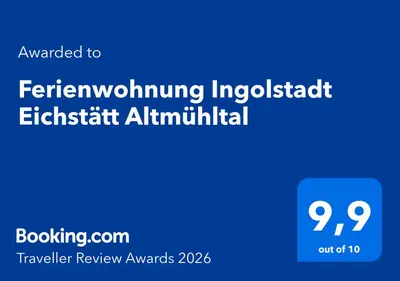 Ein Zertifikat, Auszeichnung, Logo oder anderes Dokument, das in der Unterkunft Ferienwohnung Ingolstadt Eichstätt Altmühltal ausgestellt ist