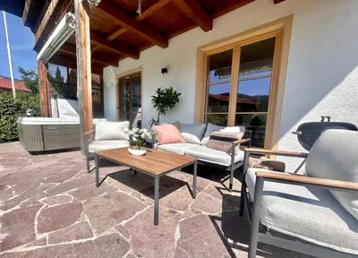 Ein Balkon oder eine Terrasse in der Unterkunft Ferienhaus 