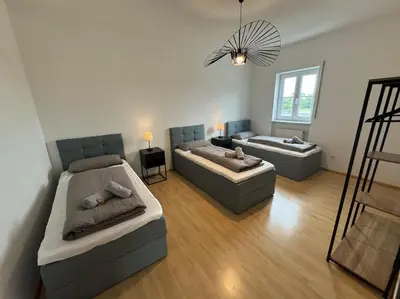 Ein Sitzbereich in der Unterkunft Bavaria Home - Zentral, Küche, Netflix