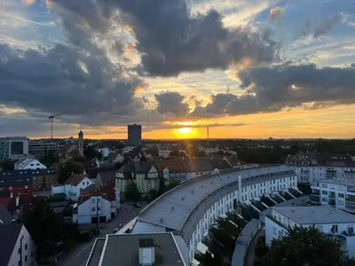 Blick auf den Sonnenuntergang/Sonnenaufgang von der Ferienwohnung aus oder aus der Nähe