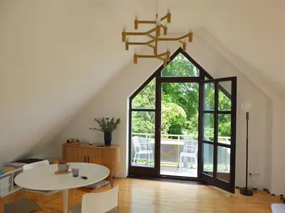 Ein Balkon oder eine Terrasse in der Unterkunft Dachgeschosswohnung Seeblick