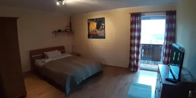 Ein Bett oder Betten in einem Zimmer der Unterkunft Bergblick