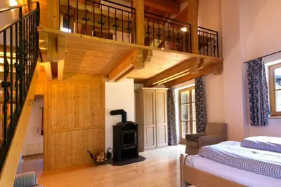 Ein Bett oder Betten in einem Zimmer der Unterkunft Ferienhaus Hirschwiesn - a84557