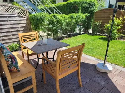 Ein Garten an der Unterkunft Ferienwohnung am Stadtpark