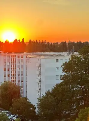 Blick auf den Sonnenuntergang/Sonnenaufgang von der Ferienwohnung aus oder aus der Nähe