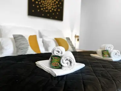 Ein Bett oder Betten in einem Zimmer der Unterkunft LeNi Living - Klein! Fein! Dein!