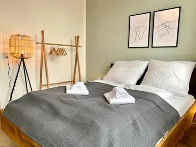 Ein Bett oder Betten in einem Zimmer der Unterkunft Cozy one bedroom apartment in Augsburg