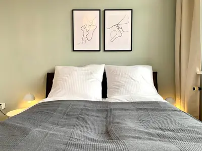 Ein Bett oder Betten in einem Zimmer der Unterkunft Cozy one bedroom apartment in Augsburg