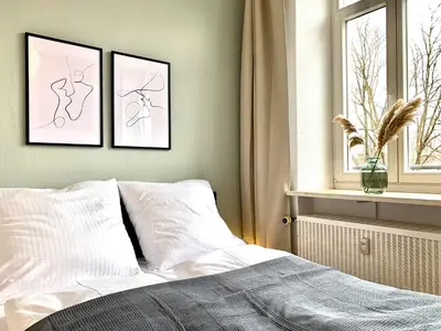 Ein Bett oder Betten in einem Zimmer der Unterkunft Cozy one bedroom apartment in Augsburg