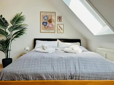 Ein Bett oder Betten in einem Zimmer der Unterkunft Cozy apartment for 2 near Mering train station